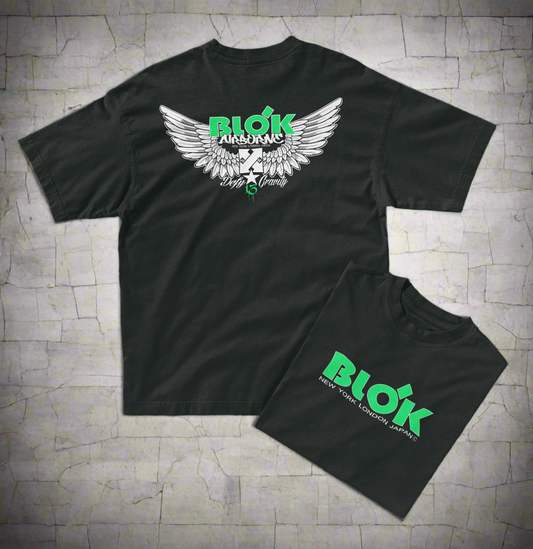 Airborne Wings - Front & Back Print - with Green Logo - Men's Oversize