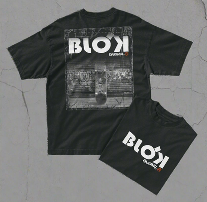 Blok Skateboard - Front & Back Print - with White Logo - Oversize Men's
