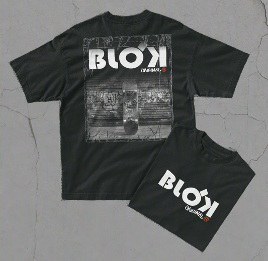 Blok Skateboard - Front & Back Print - with White Logo - Oversize Men's