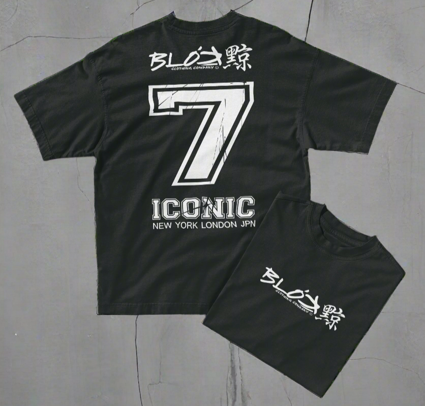 Iconic 7 - Front & Back Print - in White - Oversize Men's