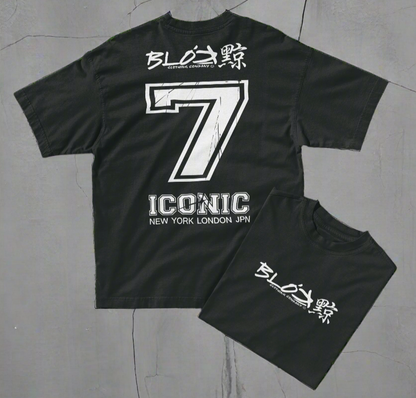 Iconic 7 - Front & Back Print - in White - Oversize Men's