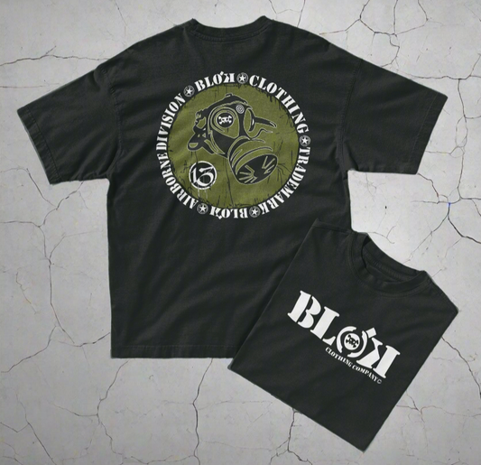 Gas mask - Front & Back Print - in White & Green - Oversize Men's