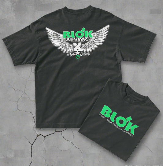 Airborne Wings - Front & Back Print with Green Logo - Women's Oversize