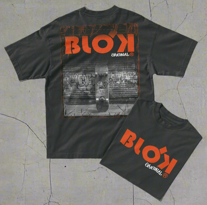 Blok Skateboard - Front & Back Print with Orange Logo - Women's Oversize