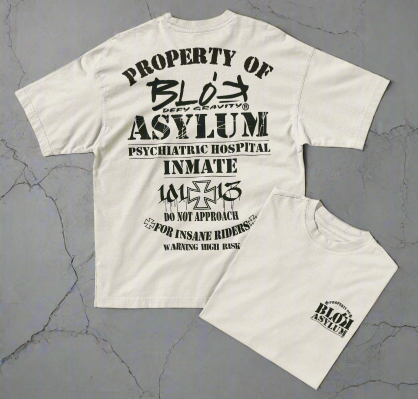 Asylum Inmate - Front & Back Print - in Black - Men's Oversize