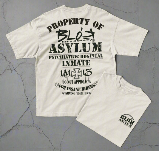 Asylum Inmate - Front & Back Print - in Black - Men's Oversize