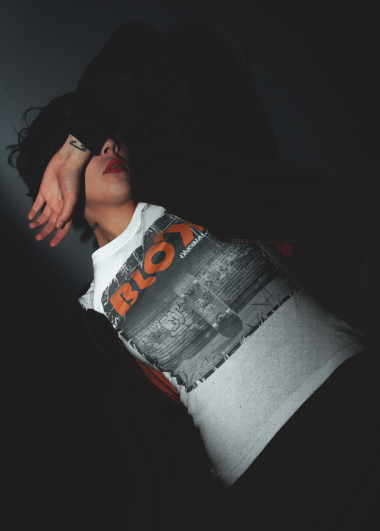 Blok Skateboard - Front Print - with Orange Logo - Women's Relaxed Fit