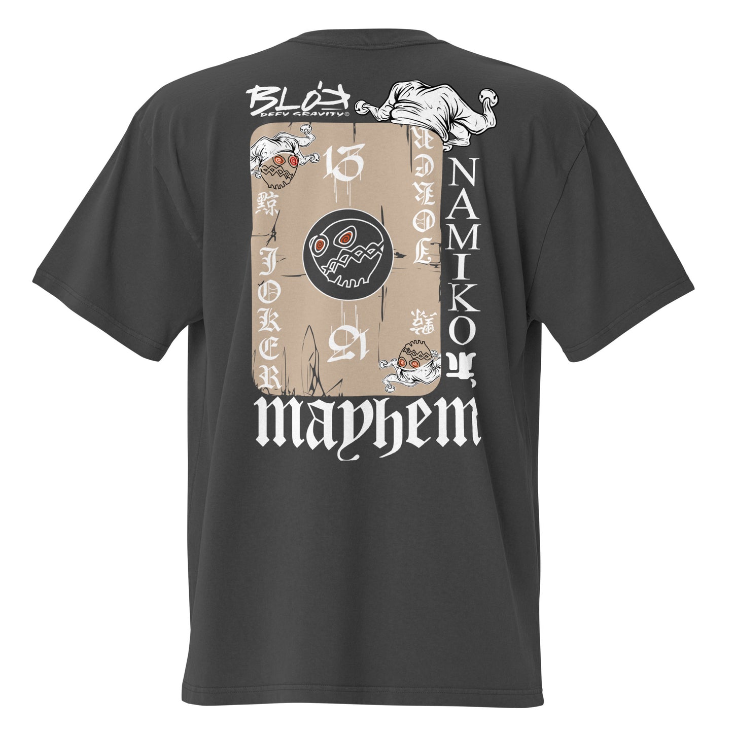 Poker Face - Front & Back Print - in White & Sand - Men's Oversize