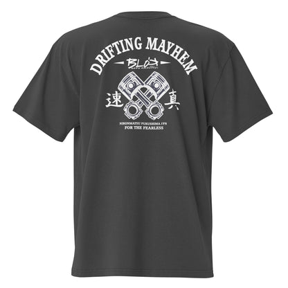 Drifting Mayhem - Front & Back Print - in White - Men's Oversize