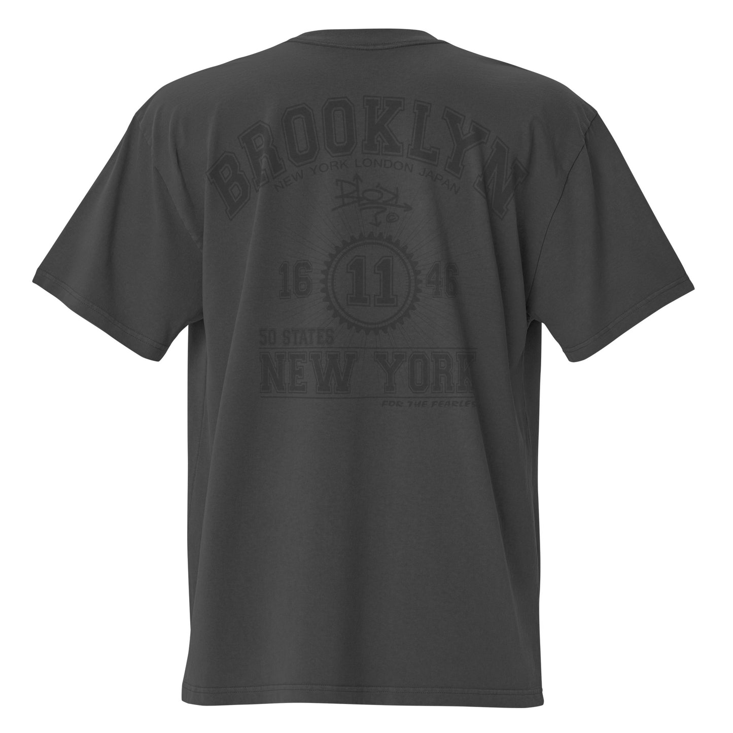 Brooklyn New York - Front & Back Print - in Black - Oversize Men's