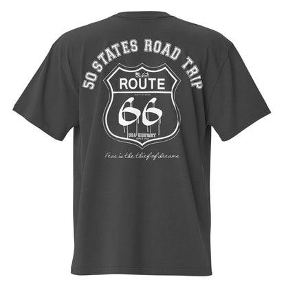 Route 66 Road Trip - Front & Back Print - in White - Oversize Men's