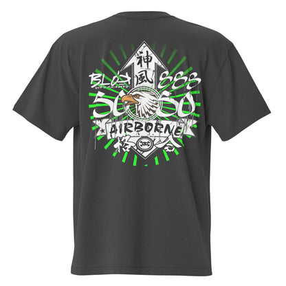 Airborne Eagle - Front & Back Print - in White & Green - Oversize Men's