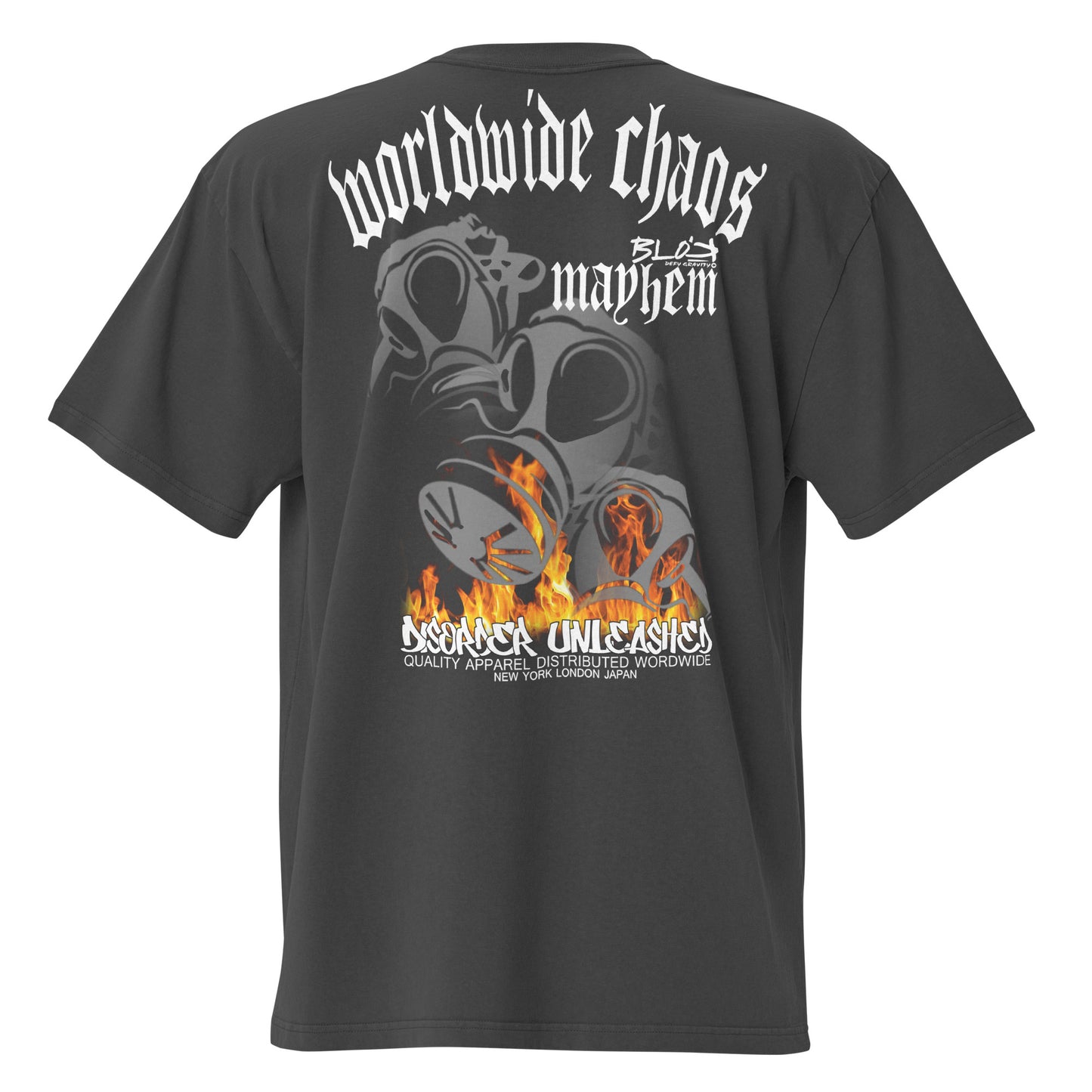 Worldwide Chaos - Front & Back Print - in White - Men's Oversize