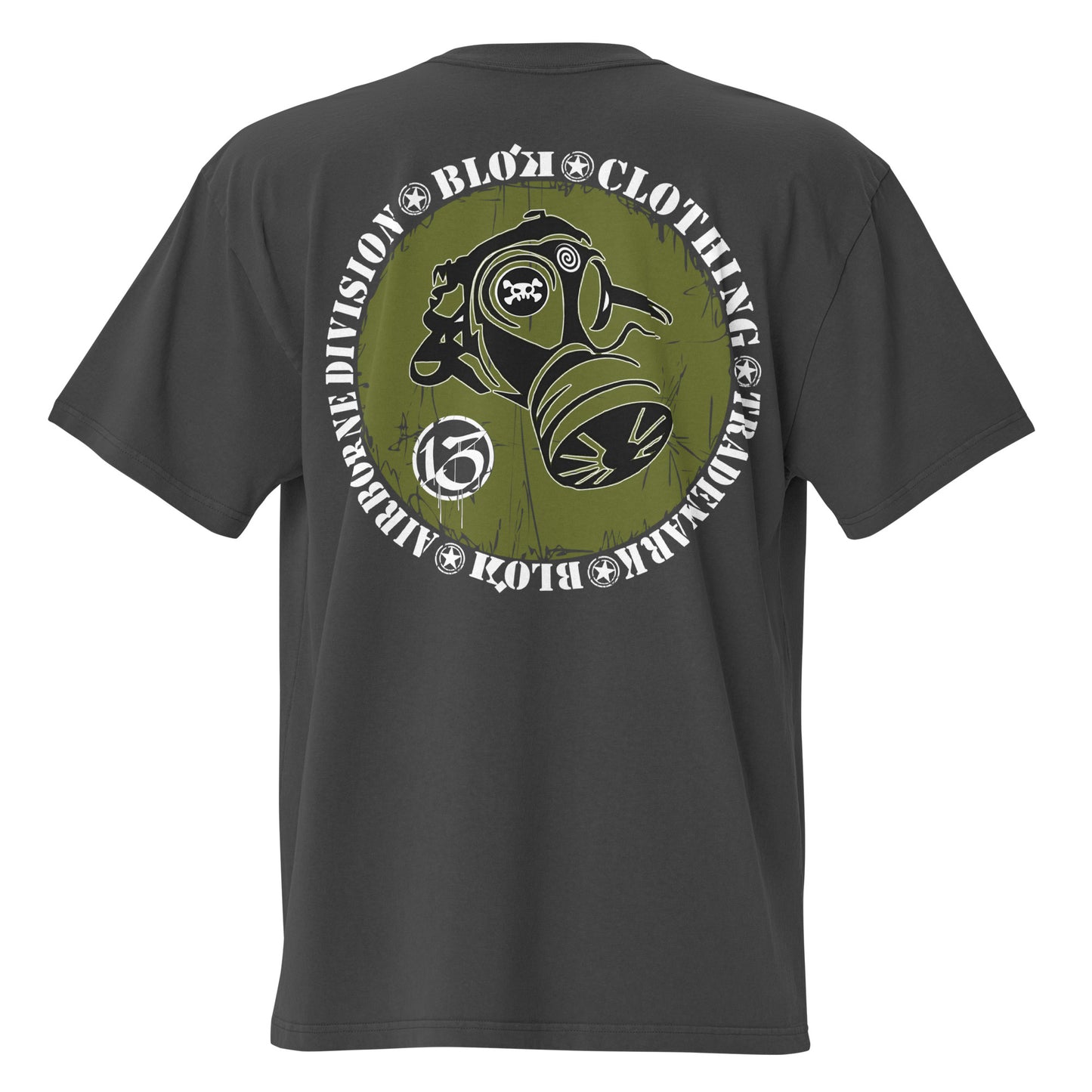 Gas mask - Front & Back Print - in White & Green - Oversize Men's