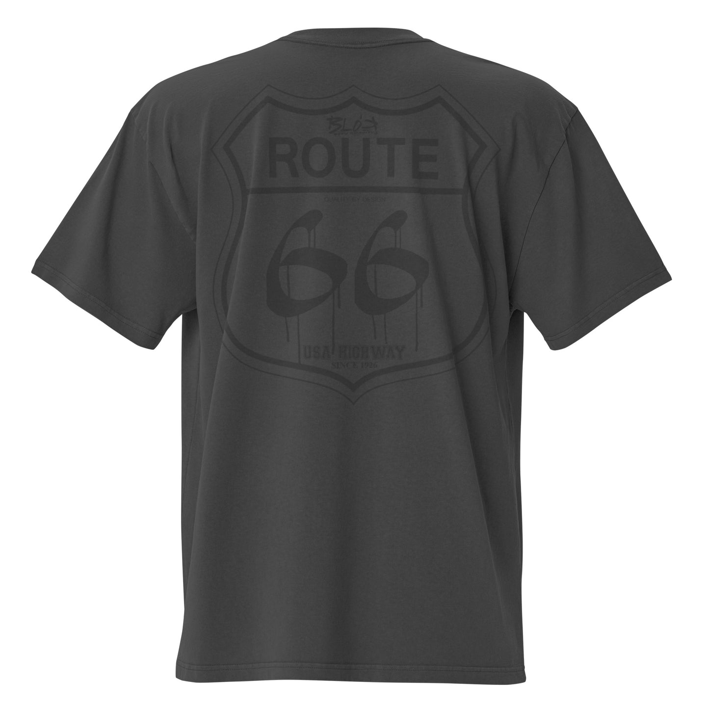 Route 66 - Front & Back Print - in Black - Oversize Men's