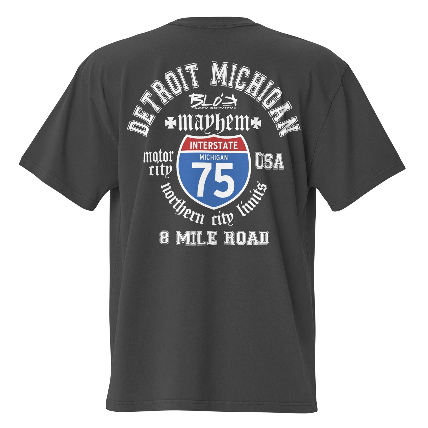 Detroit 8 Mile - Front & Back Print - in White - Oversize Men's