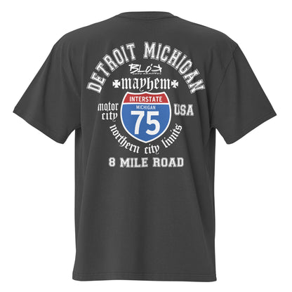 Detroit 8 Mile - Front & Back Print - in White - Oversize Men's