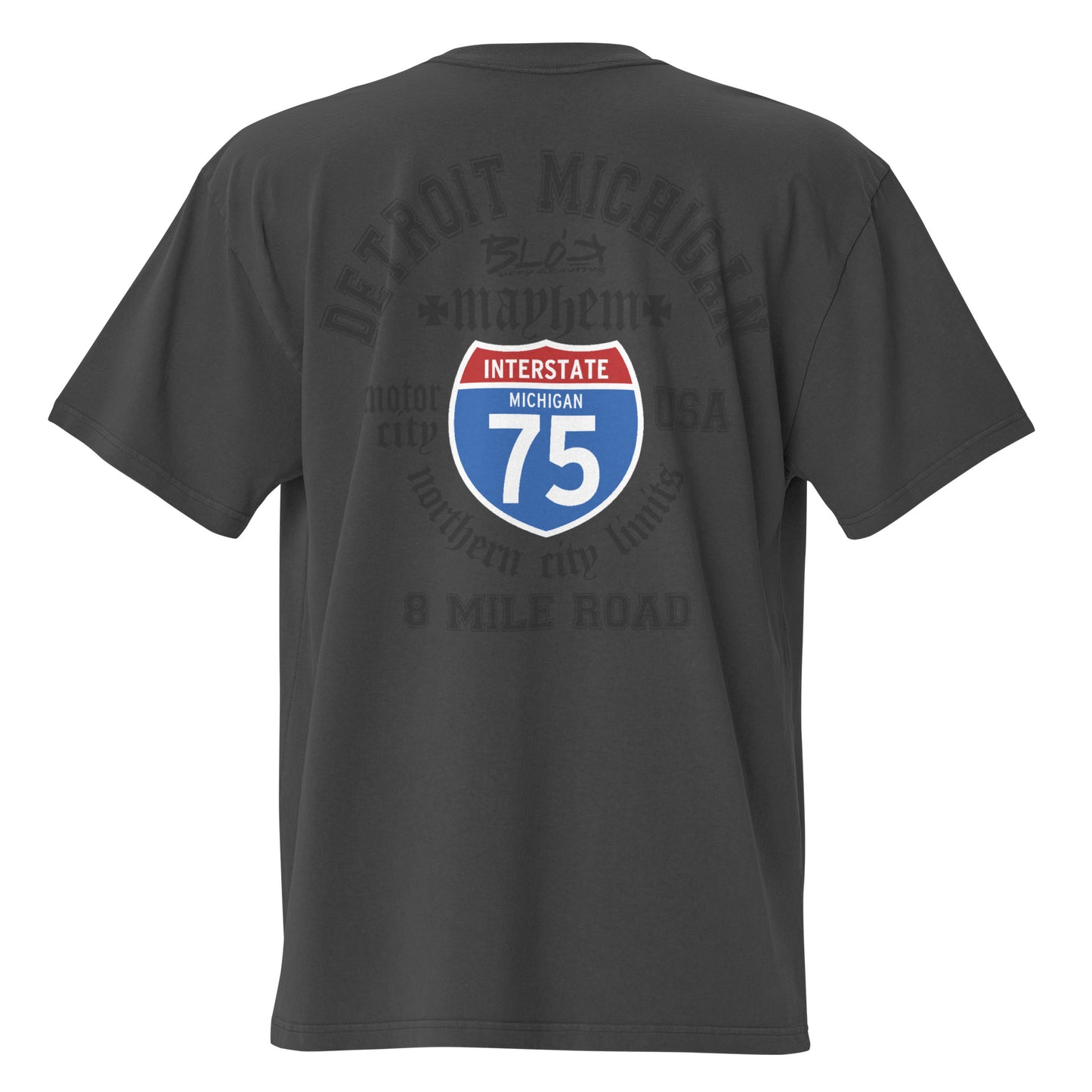 Detroit 8 Mile - Front & Back Print - in Black - Oversize Men's