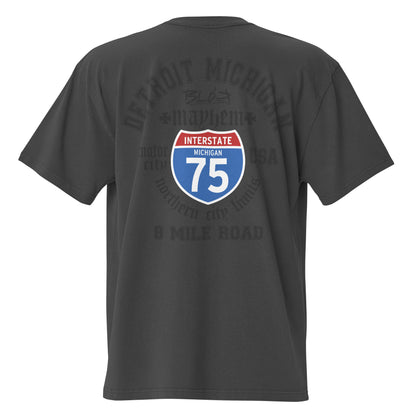 Detroit 8 Mile - Front & Back Print - in Black - Oversize Men's