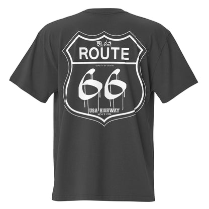 Route 66 - Front & Back Print - in White - Oversize Men's