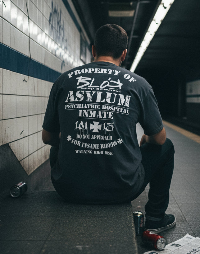 Asylum Inmate - Front & Back Print - in White - Men's Oversize