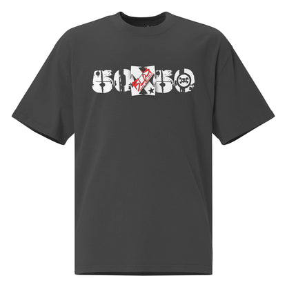 50/50 - Back & Front Print - in White & Red - Women's Oversize