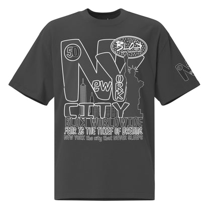 New York City Worldwide - Front & Arm Print in Black & White - Women's Oversize