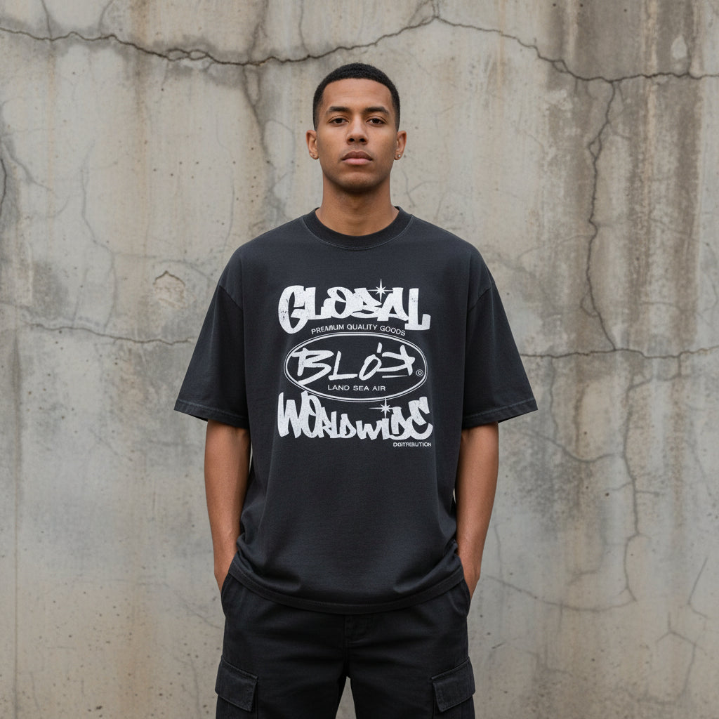 Blok Global - Front Print - in White - Men's Oversize
