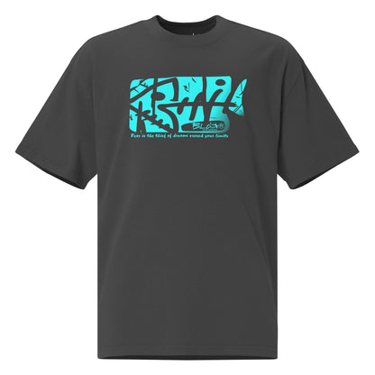 Fish Bone - Front & Back Print - in Turquoise - Men's Oversize