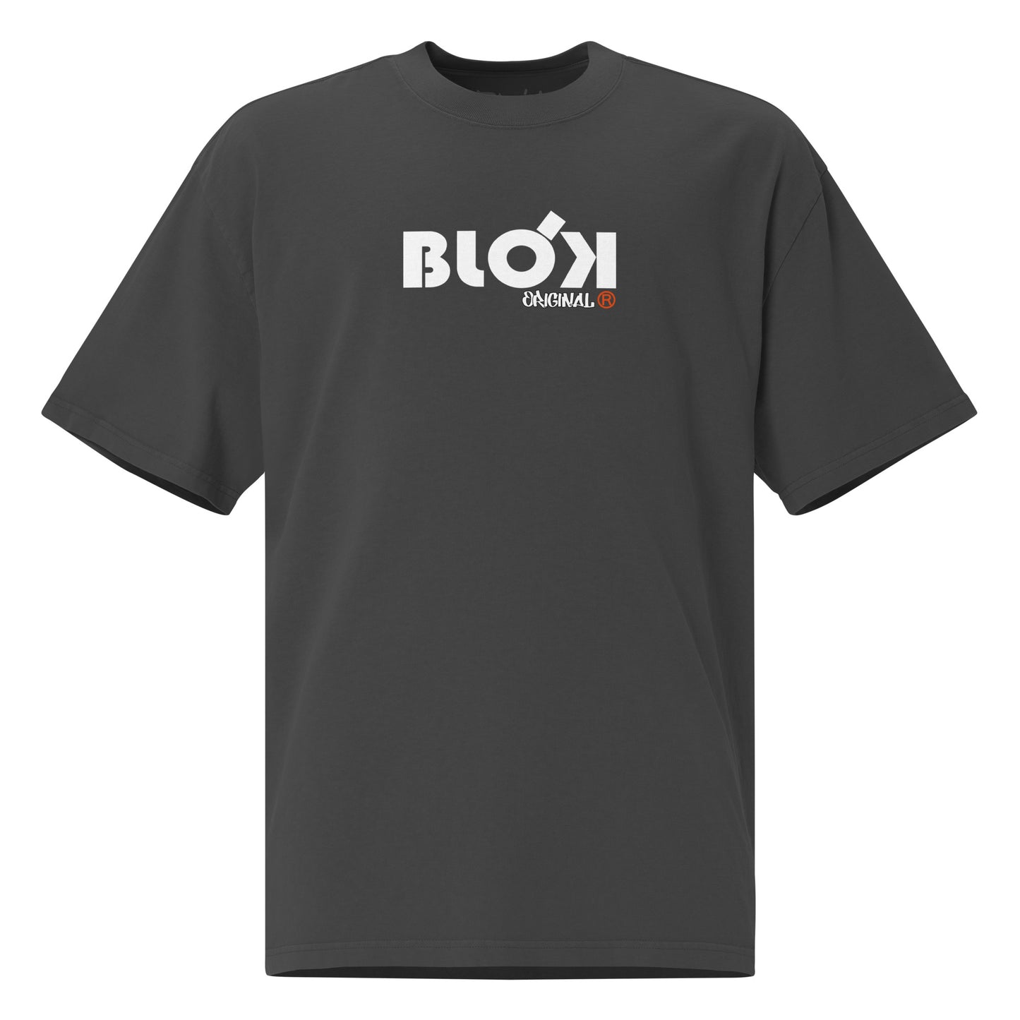 Blok Skateboard - Front & Back Print - with White Logo - Men's Oversize Graphic T-Shirt