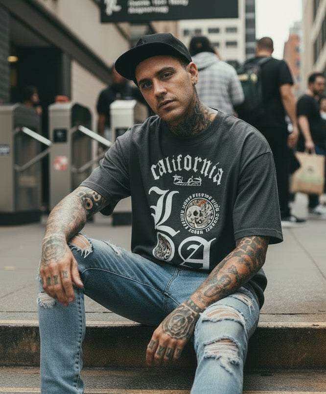 L.A Mayhem - Front Print - in White - Oversize Men's