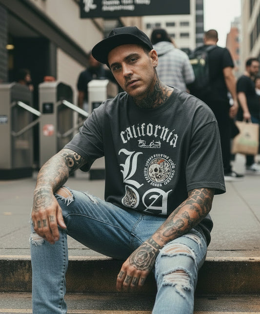 L.A Mayhem - Front Print - in White - Oversize Men's