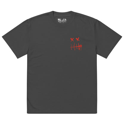 Stitch Face  - Front & Back Print in Red - Men's Oversize Graphic T-Shirt