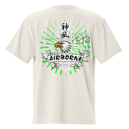 Airborne Eagle - Front & Back Print - in White & Green - Oversize Men's