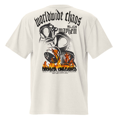 Worldwide Chaos - Front & Back Print - in Black - Oversize Men's
