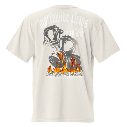 Worldwide Chaos - Front & Back Print - in White - Men's Oversize