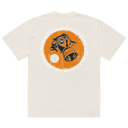 Gas mask - Front & Back Print - in White & Orange - Men's Oversize