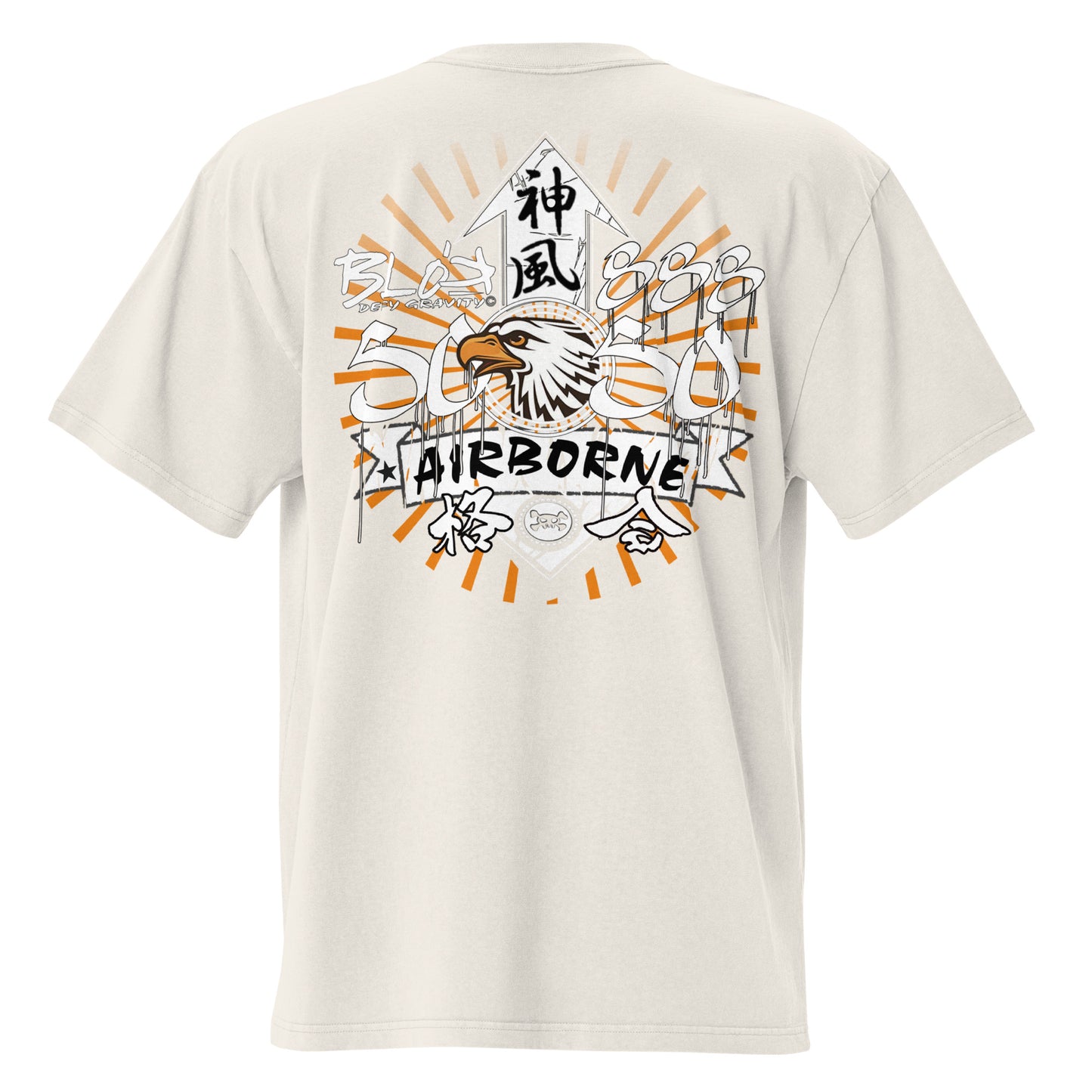 Airborne Eagle - Front & Back Print - in Orange - Oversize Men's