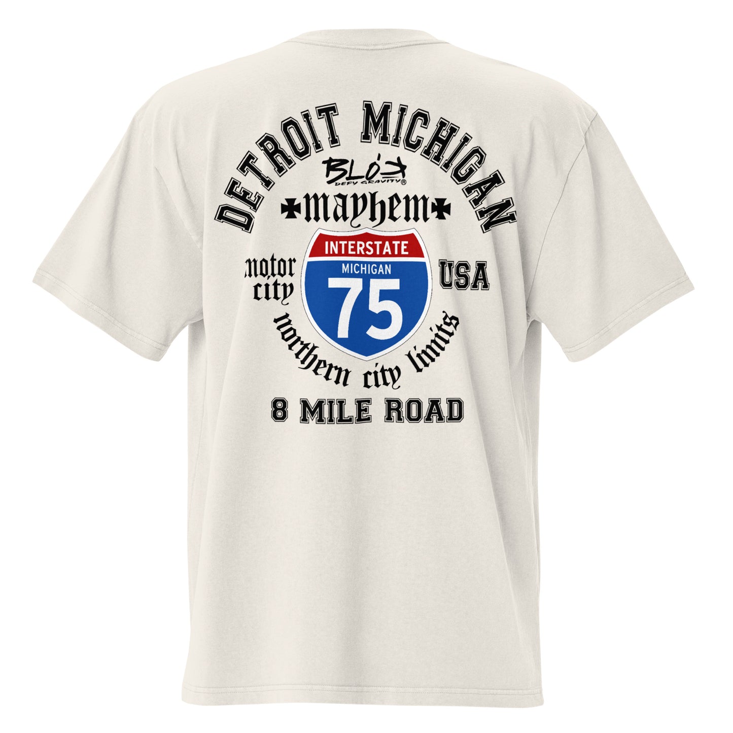 Detroit 8 Mile - Front & Back Print - in Black - Oversize Men's