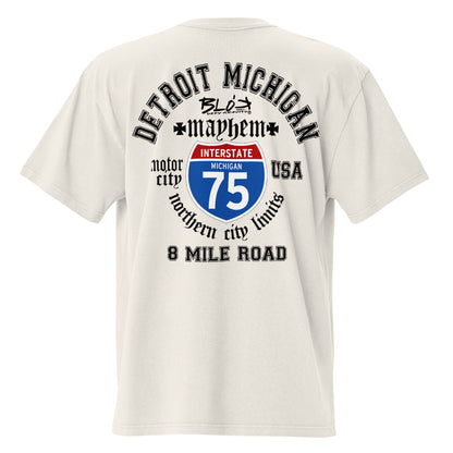 Detroit 8 Mile - Front & Back Print - in Black - Oversize Men's