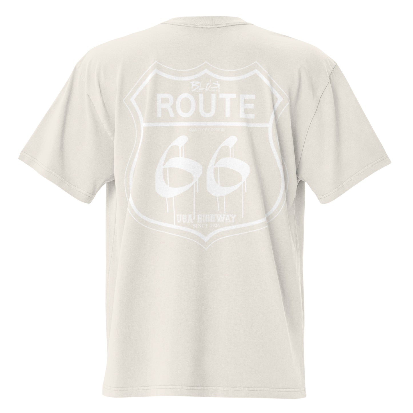 Route 66 - Front & Back Print - in White - Oversize Men's