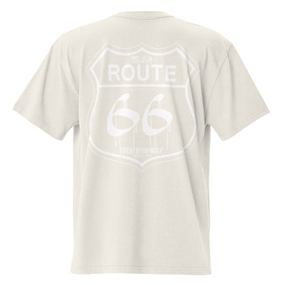 Route 66 - Front & Back Print - in White - Oversize Men's