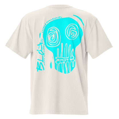 Skull - Front & Back Print - in Turquoise - Men's Oversize