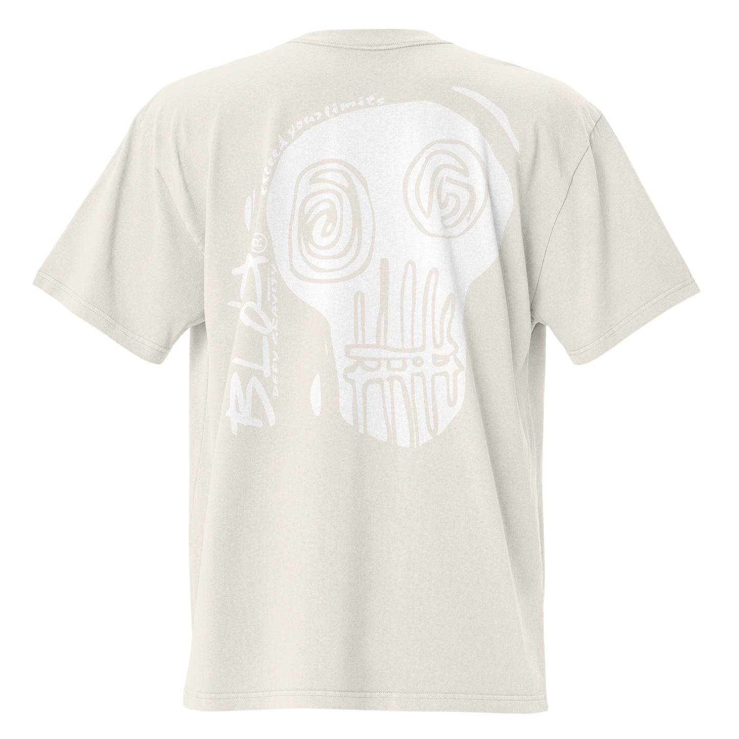 Skull - Front & Back Print - in White - Men's Oversize