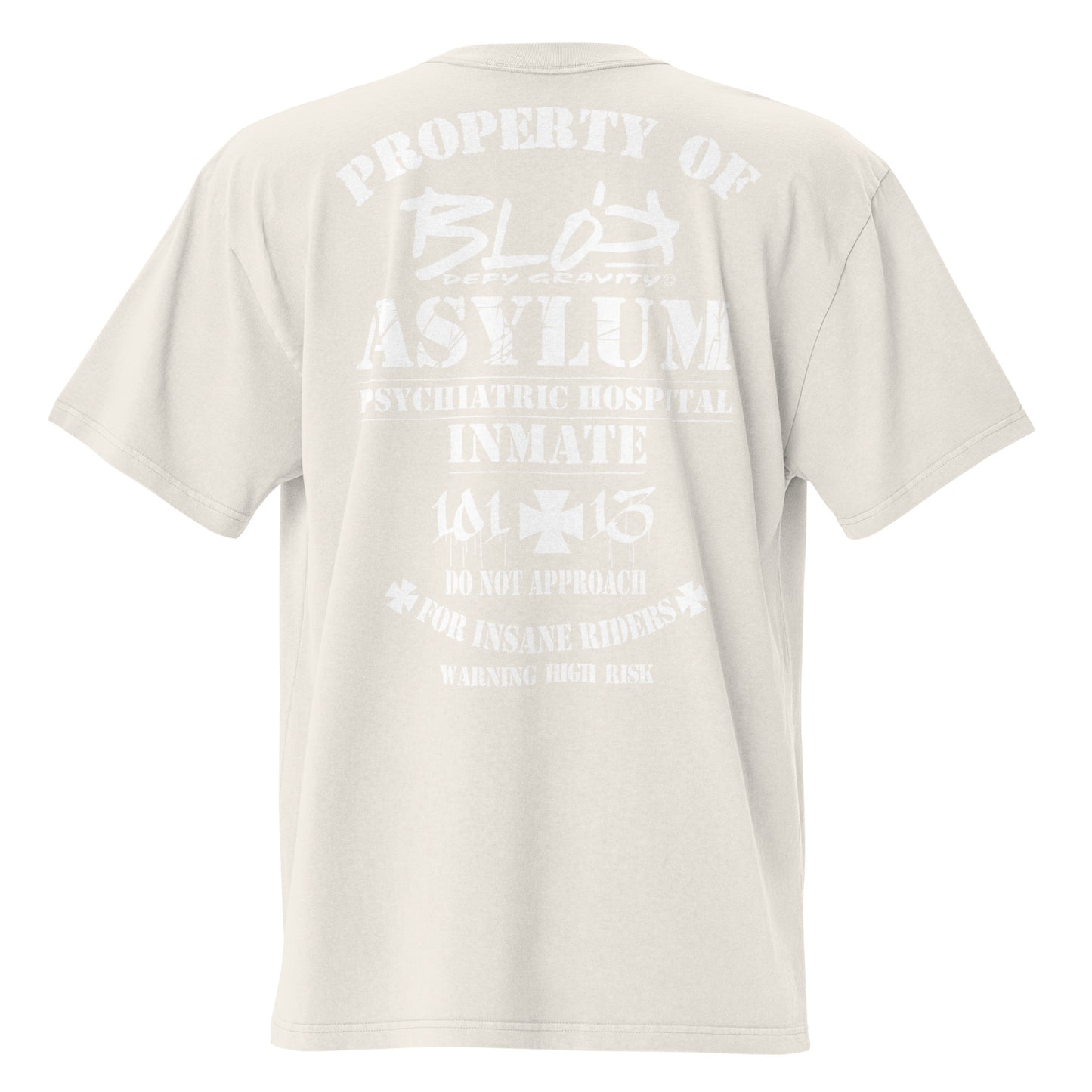 Asylum Inmate - Front & Back Print - in White - Men's Oversize