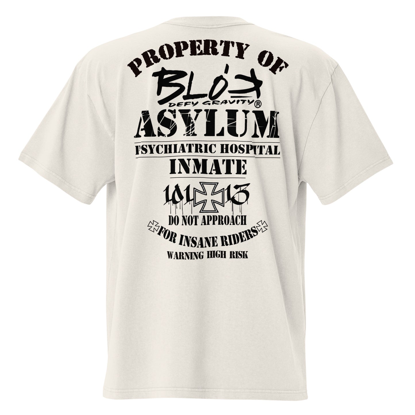 Asylum Inmate - Front & Back Print - in Black - Men's Oversize