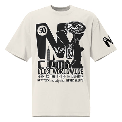 New York City Worldwide - Front & Arm Print in Black & White - Women's Oversize