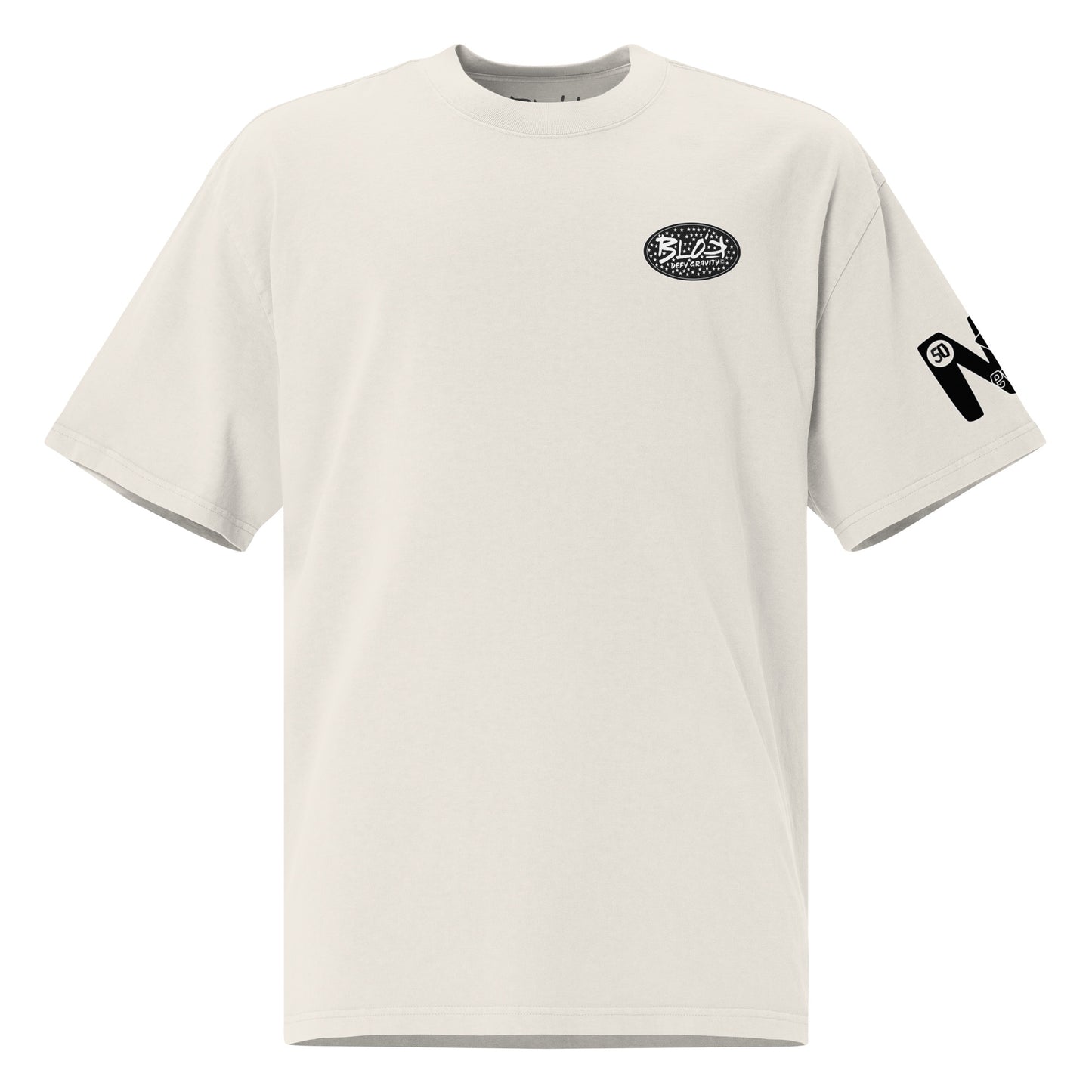 New York City Worldwide - Front, Back & Arm Print in Black & White - Men's Oversize Graphic T-Shirt