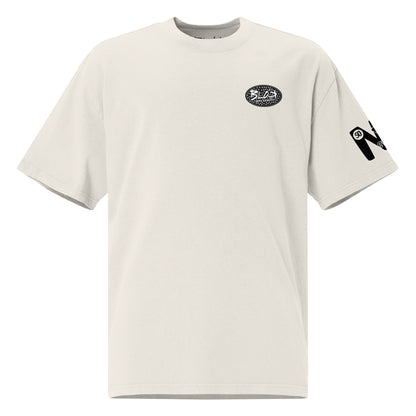 New York City Worldwide - Front, Back & Arm Print in Black & White - Men's Oversize Graphic T-Shirt