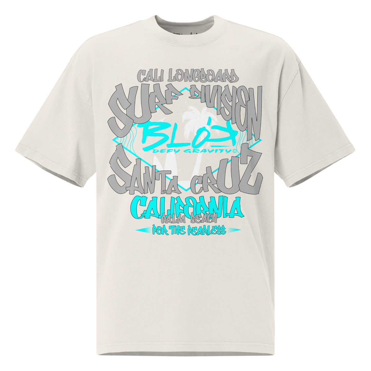 Santa Cruz - Front Print - in Gray & Turquoise - Men's Oversize